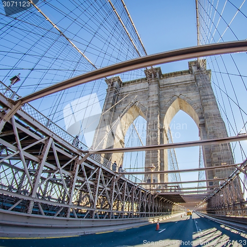 Image of brooklyn bridge and new york city manhattan skyline