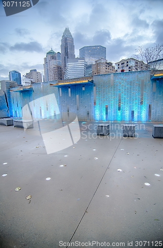 Image of  new Romare-Bearden park in uptown Charlotte North Carolina earl