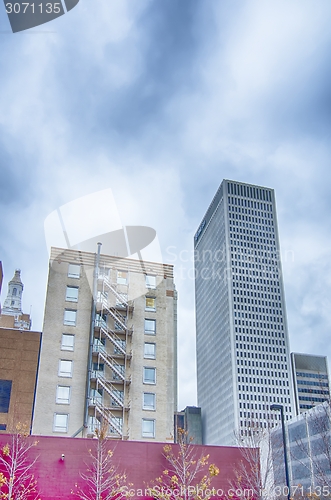 Image of tulsa city skyline around downtown streets