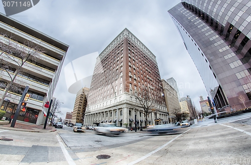 Image of tulsa city skyline around downtown streets