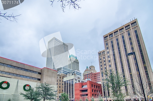 Image of tulsa city skyline around downtown streets