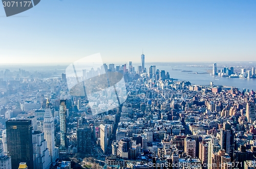 Image of new york city manhattan skyline aerial