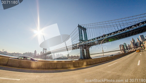 Image of new york city manhattan bridge and skyline
