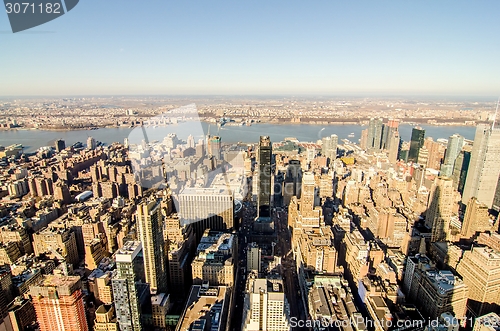 Image of new york city manhattan skyline aerial