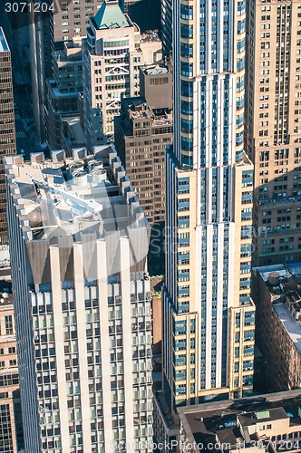 Image of New York City Manhattan midtown aerial panorama view with skyscr