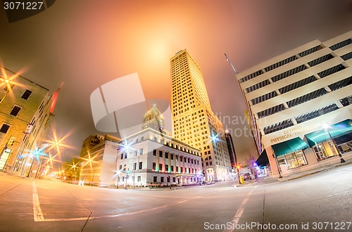 Image of tulsa city skyline around downtown streets