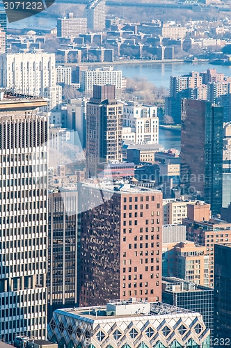 Image of New York City Manhattan midtown aerial panorama view with skyscr