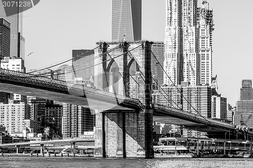 Image of brooklyn bridge and new york city manhattan skyline