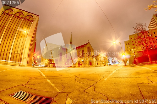 Image of tulsa city skyline around downtown streets