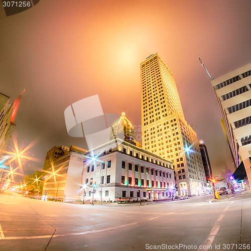 Image of tulsa city skyline around downtown streets