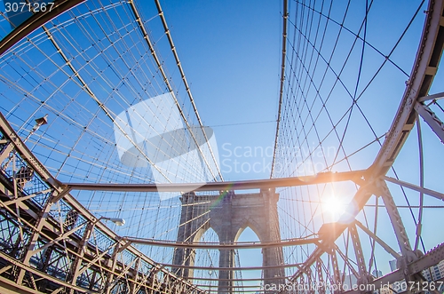 Image of brooklyn bridge and new york city manhattan skyline