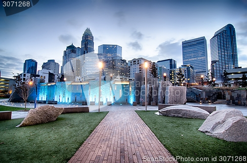 Image of  new Romare-Bearden park in uptown Charlotte North Carolina earl