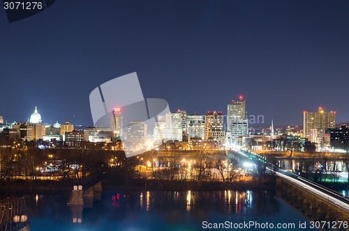 Image of harrisburg pennsylvania skyline at night