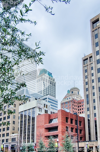 Image of tulsa city skyline around downtown streets