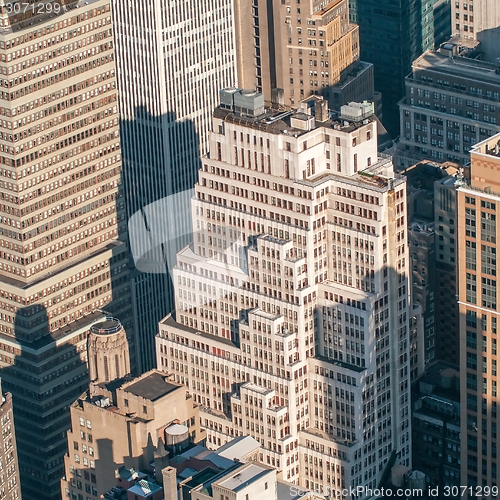 Image of New York City Manhattan midtown aerial panorama view with skyscr