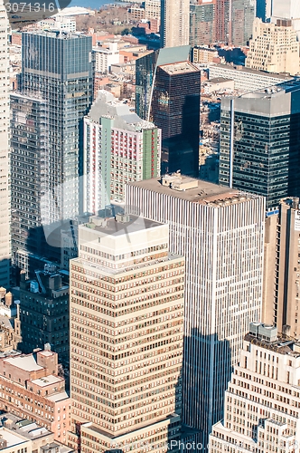 Image of New York City Manhattan midtown aerial panorama view with skyscr