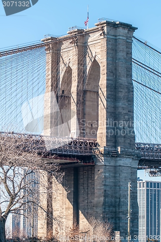 Image of brooklyn bridge and new york city manhattan skyline