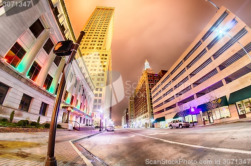 Image of tulsa city skyline around downtown streets