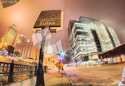 Image of tulsa city skyline around downtown streets