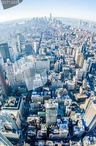 Image of new york city manhattan skyline aerial