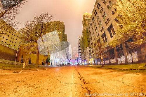 Image of tulsa city skyline around downtown streets