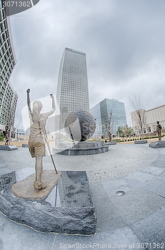 Image of tulsa city skyline around downtown streets