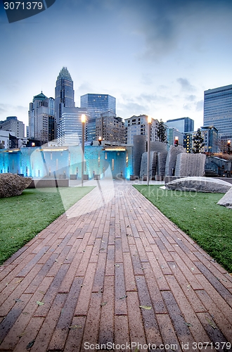 Image of  new Romare-Bearden park in uptown Charlotte North Carolina earl