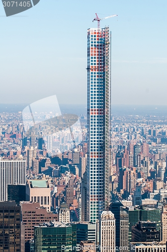 Image of New York City Manhattan midtown aerial panorama view with skyscr