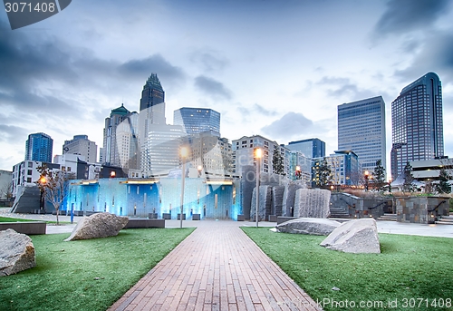 Image of  new Romare-Bearden park in uptown Charlotte North Carolina earl