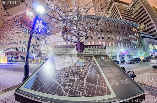 Image of tulsa city skyline around downtown streets