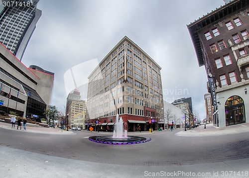 Image of tulsa city skyline around downtown streets