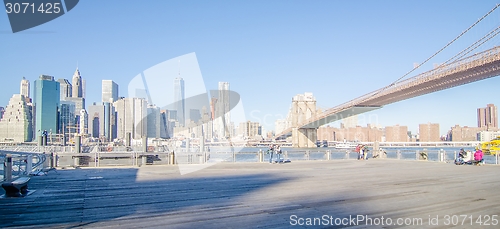 Image of new york city manhattan bridge and skyline