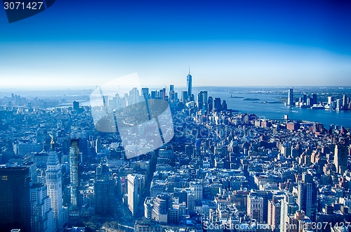 Image of new york city manhattan skyline aerial