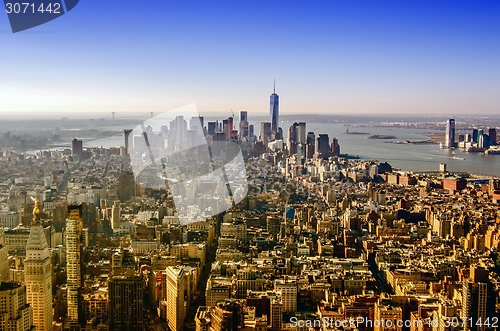 Image of new york city manhattan skyline aerial