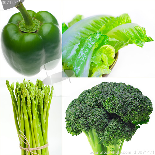 Image of green healthy food collage collection