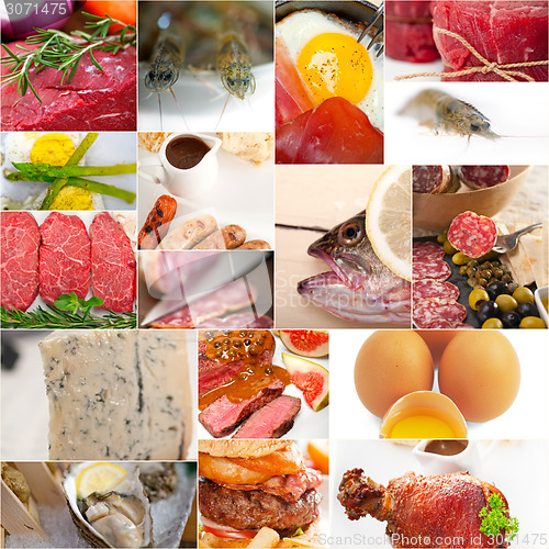 Image of high protein food collection collage