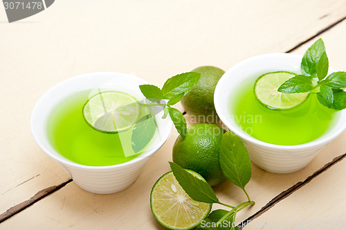 Image of mint infusion tea tisane with lime