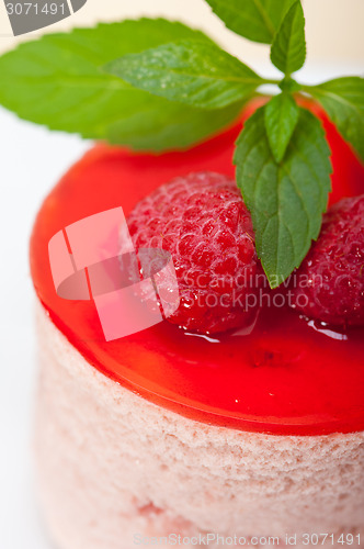 Image of fresh raspberry cake mousse dessert