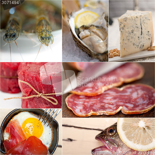 Image of high protein food collection collage