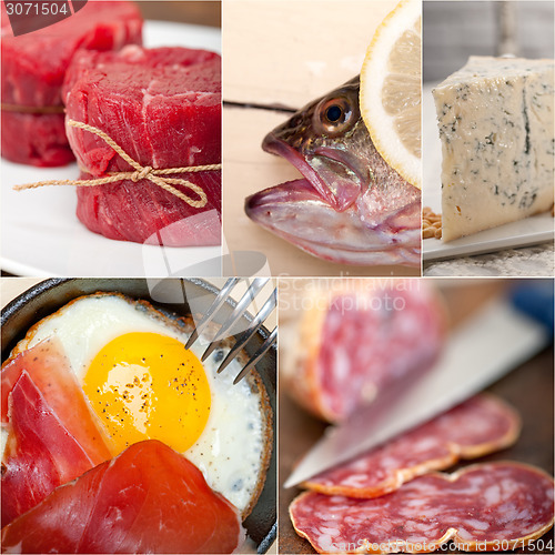 Image of high protein food collection collage