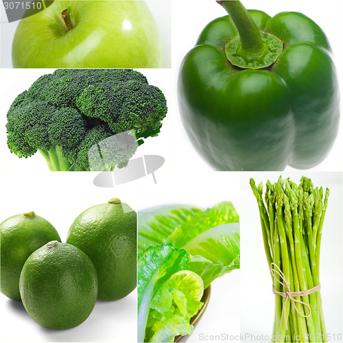 Image of green healthy food collage collection