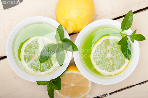 Image of mint infusion tea tisane with lemon