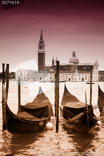 Image of View of gondolas in front of San Giorgio Maggiore