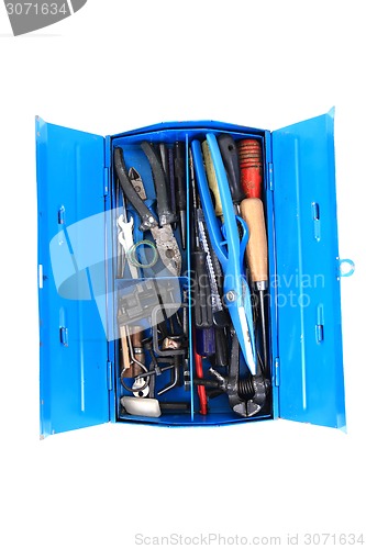 Image of mechanic tools from repairman in blue box