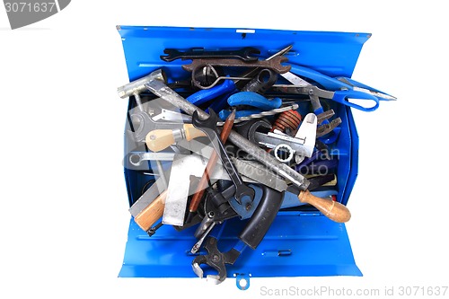 Image of mechanic tools from repairman in blue box