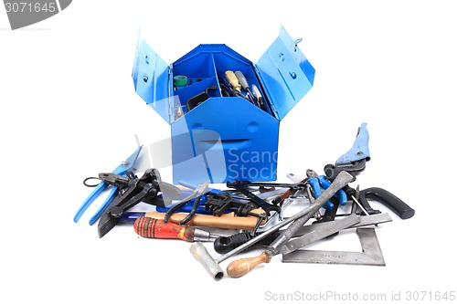 Image of mechanic tools from repairman in blue box