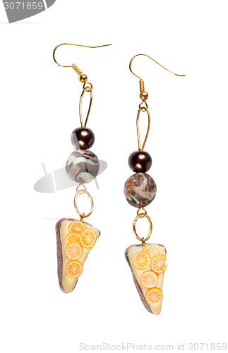 Image of Earrings made of plastic in the form of the cake with lemon
