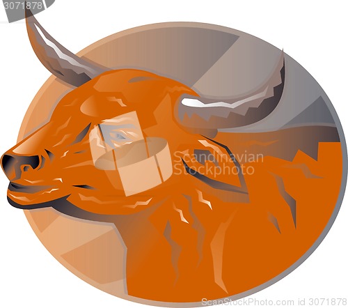 Image of Angry Bull Head Retro