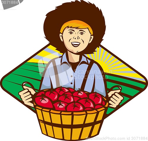 Image of Farmer Boy Straw Hat Tomato Harvest