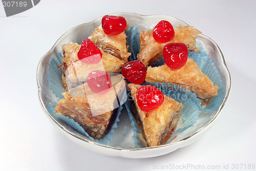 Image of baklava with cherries